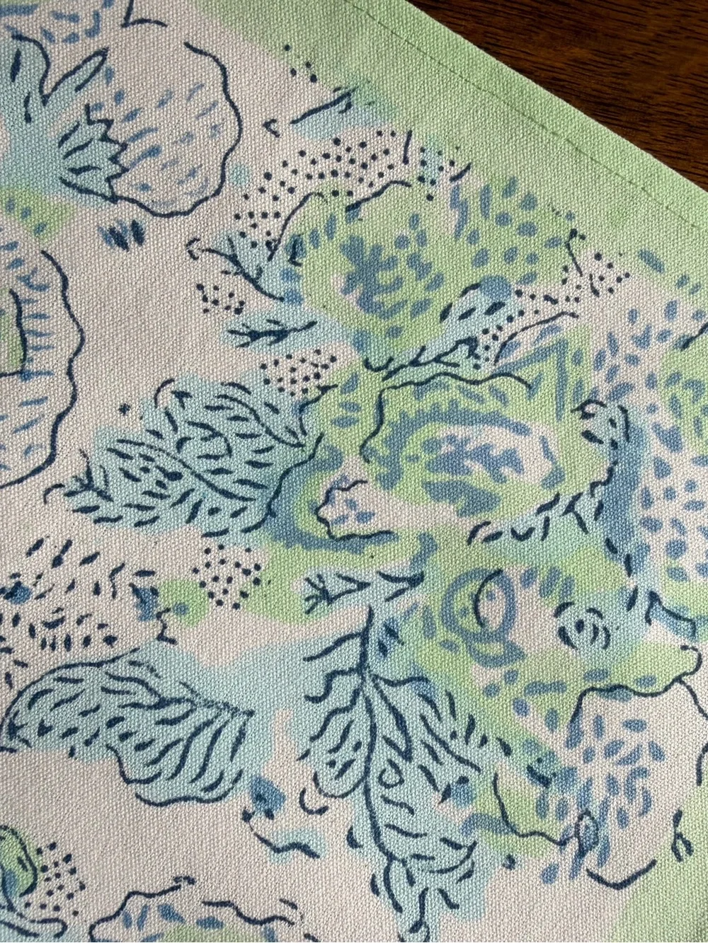 NWT Julia Amory Floral Cotton Placemat and Napkins Set (4 each), Mint and Blue